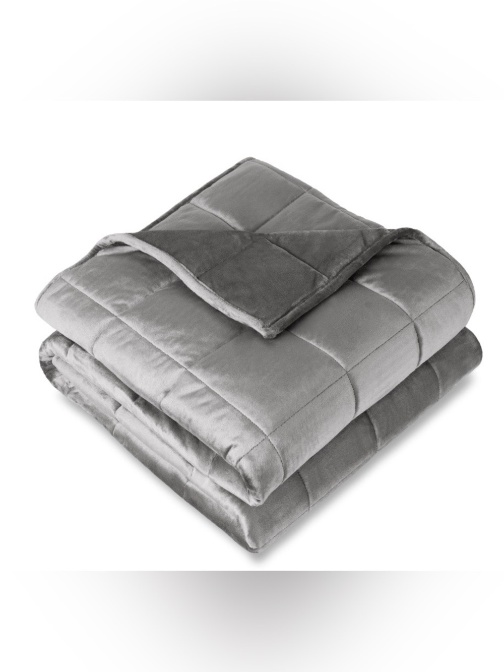 Light Gray Minky Fleece Weighted Blanket with Non-Toxic Glass Beads - Twin/Full